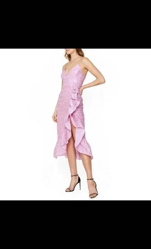 Bardot Emmaline Ruffle Front Jacquard Midi Dress